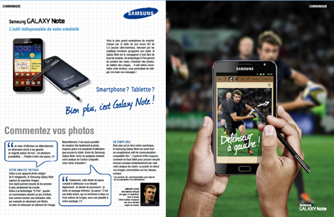 Vincent Clerc, Ambassadeur du Galaxy Note de Samsung, via United Players