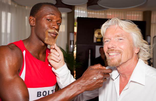 (Twitvid) Usain Bolt nous révèle sa barbe blonde et se prend pour Richard Branson !