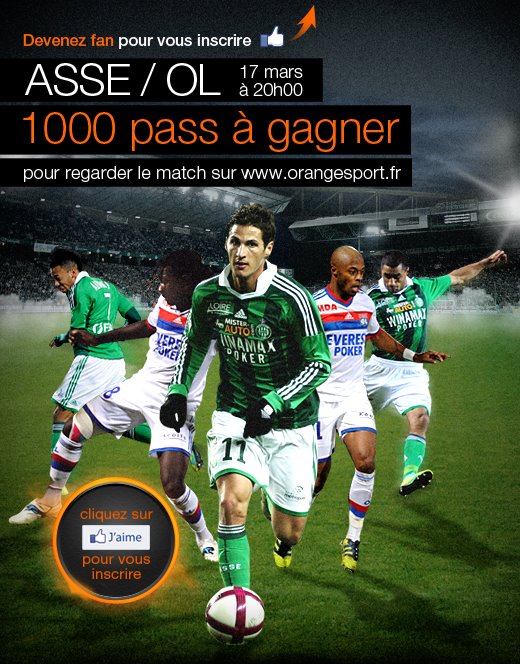 Orange Sport vous offre 1 000 pass pour regarder ASSE/OL en live streaming