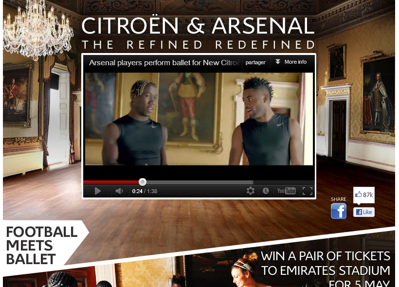Les joueurs d’Arsenal s’initient au ballet pour la Citroën C5 (Disco Remix)