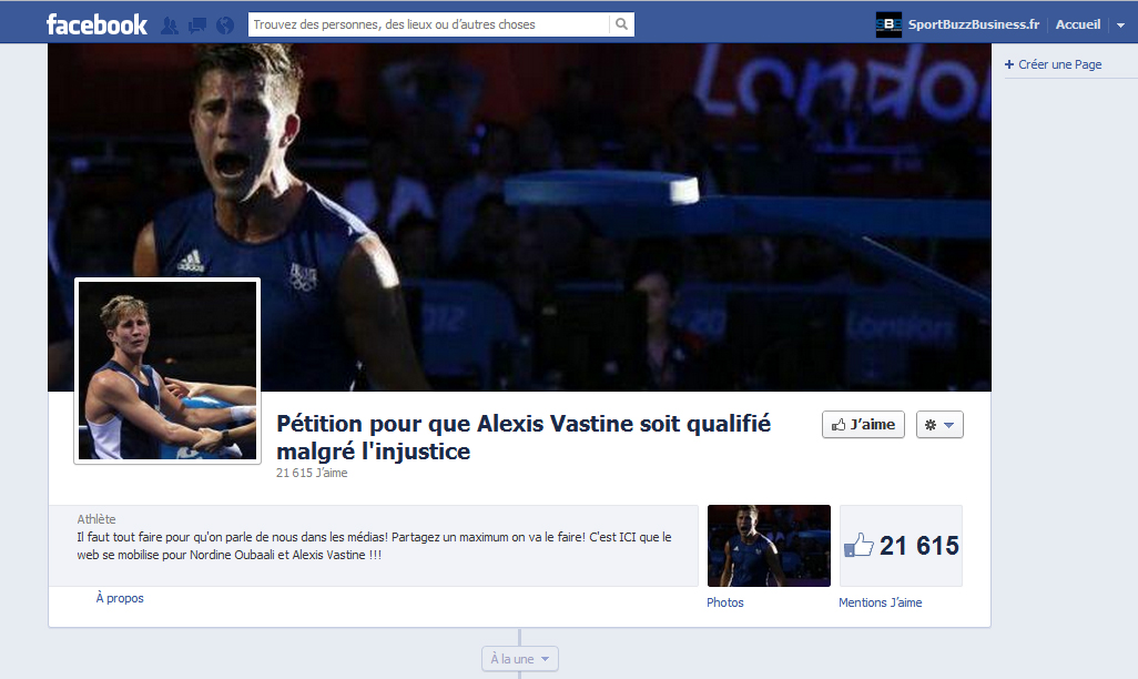 Les Fans d’Alexis Vastine se mobilisent sur Facebook via une pétition