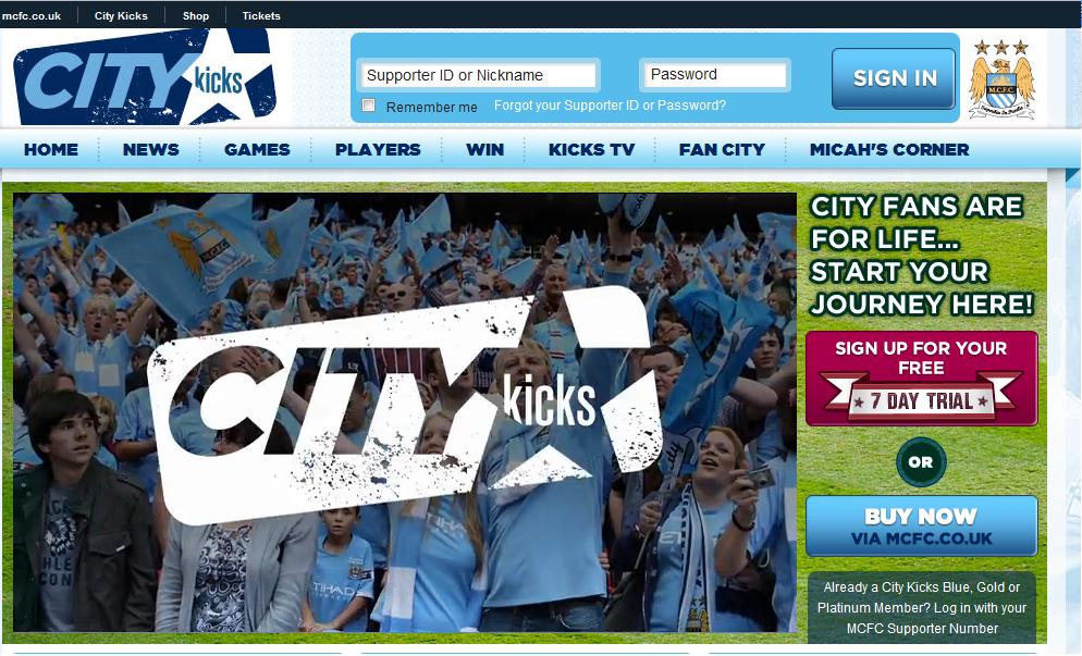 Manchester City prend soin des 5-16 ans avec le site City Kicks