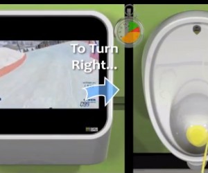 Un jeu vidéo contrôlé par l’urine installé dans les toilettes d’un stade de baseball (Urinal Gaming System)