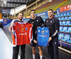 Vinci Autoroutes sur le maillot du Montpellier Handball pour un match face à Nîmes