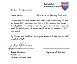 Une lettre de Klinsmann pour aider les salariés américains à regarder le match Allemagne – USA