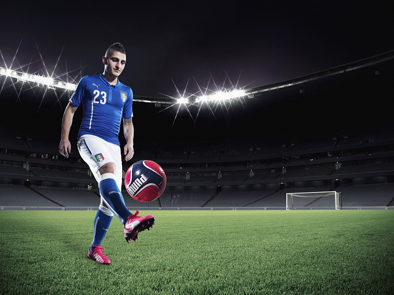 Marco Verratti wears PUMA's evoSPEED 1.3 FG Football Boot