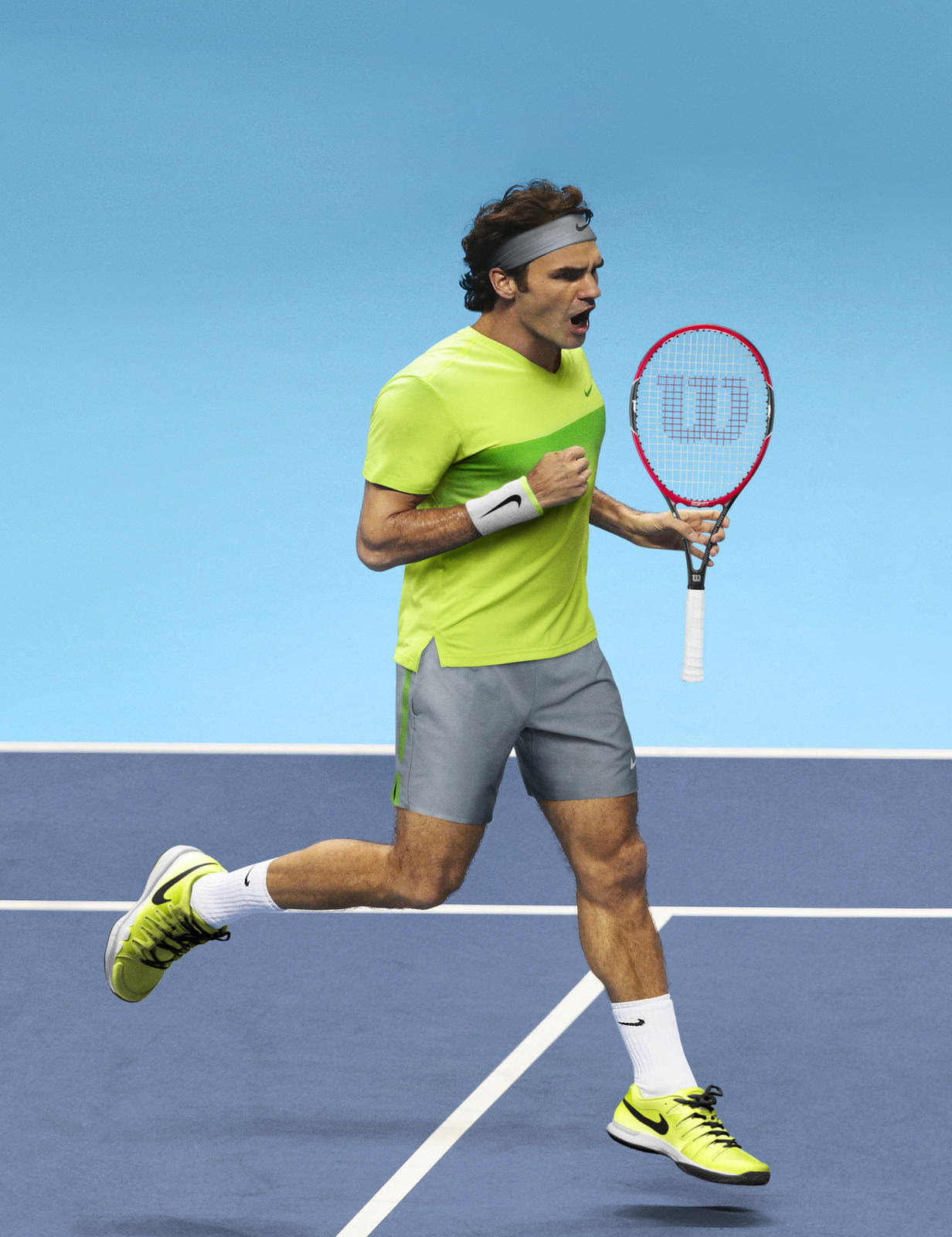 Roger Federer Nike tennis outfit australian open 2015 yellow