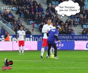 Le Freestyleur Séan Garnier amuse Zlatan Ibrahimovic pour le compte d’Oscaro lors de Bastia – PSG