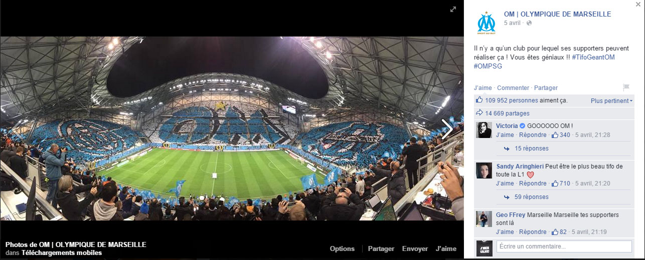 tifo OM PSG 2015 nouveau stade vélodrome photo panoramique