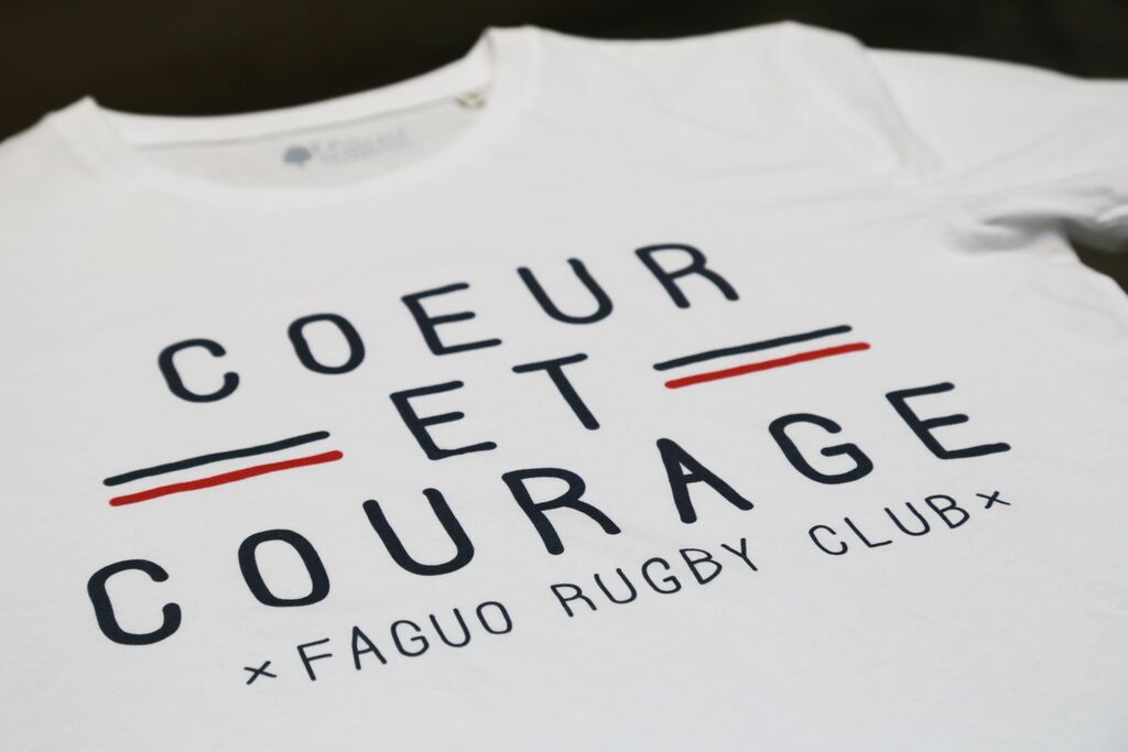 coeur et courage t short FAGUO rugby club
