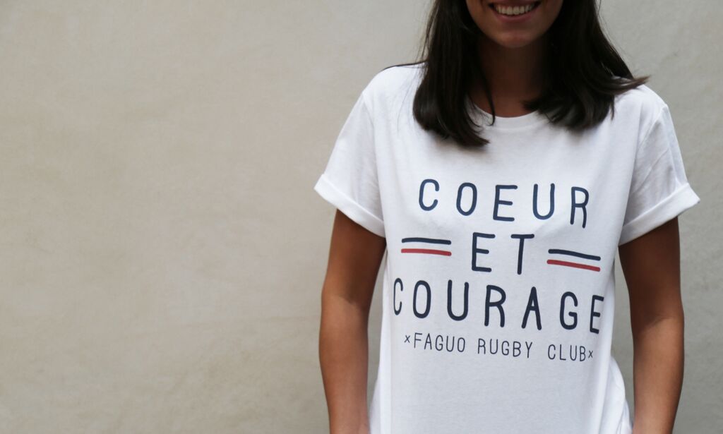 t short faguo rugby coeur et courage femme