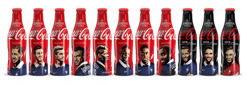 11 bouteilles collector Coca-Cola Equipe de France football EURO 2016
