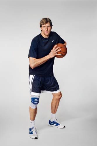 Dirk Nowitzki, wearing the knee support GenuTrain in the picture, has been knowing Bauerfeind products for years (PRNewsFoto/Bauerfeind AG)