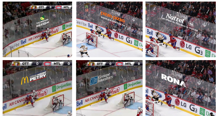 publicité virtuelle baie vitrée canadiens de Montréal RDS NHL