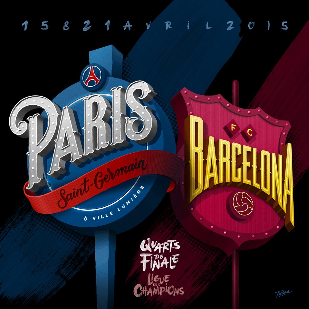 affiche officielle PSG FC Barcelone 2015