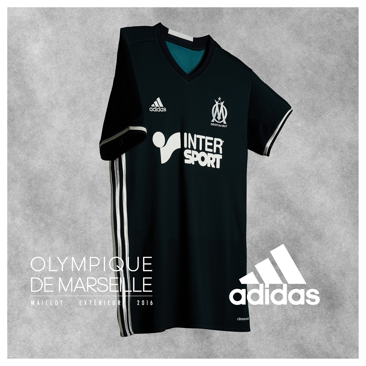Nouveau maillot extérieur OM 2016-2017 adidas football bleu marine noir