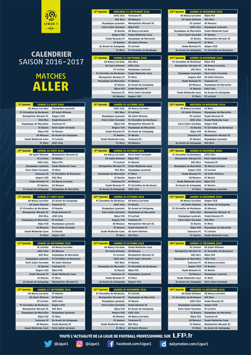 Le calendrier 2023/2024 de Ligue 1 est connu !