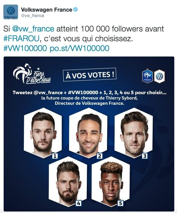volkswagen directeur france coupe de cheveux équipe de france euro 2016 défi twitter thierry sybord