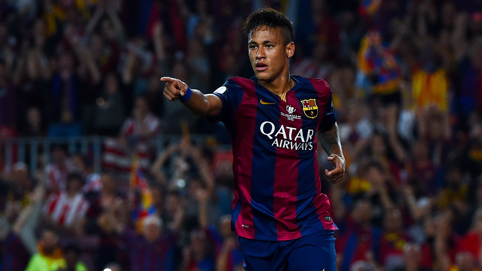 BARCELONA, SPAIN - MAY 30: Neymar of FC Barcelona celebrates after scoring his team's second goal during the Copa del Rey Final match between FC Barcelona and Athletic Club at Camp Nou on May 30, 2015 in Barcelona, Spain. (Photo by David Ramos/Getty Images)
