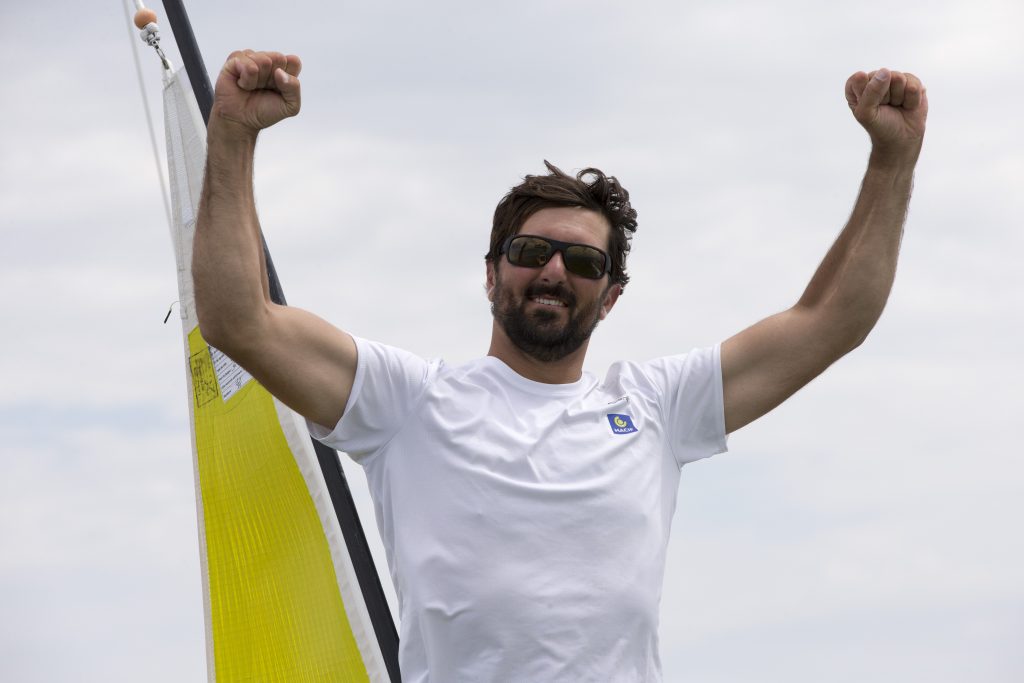 Yoann Richomme (Skipper Macif 2014) 1er au general de la Solitaire Bompard Le Figaro entre La Rochelle et La Rochelle - le 07/07/2016