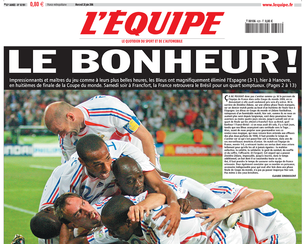 une L'Equipe 28 juin 2006