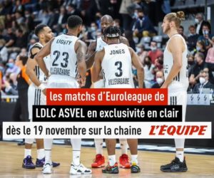 Droits TV – La Chaîne L’Equipe va diffuser des matchs de la Turkish Airlines Euroleague dont certains de LDLC ASVEL