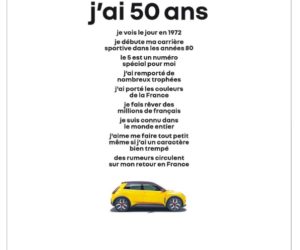 Ambush – Renault surfe sur les 50 ans de Zinédine Zidane dans le journal L’Equipe pour célébrer les 50 ans de la R5 (Renault 5)