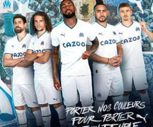 L’Olympique de Marseille dévoile son nouveau maillot domicile Puma pour la saison 2022-2023, désormais floqué du sponsor Cazoo