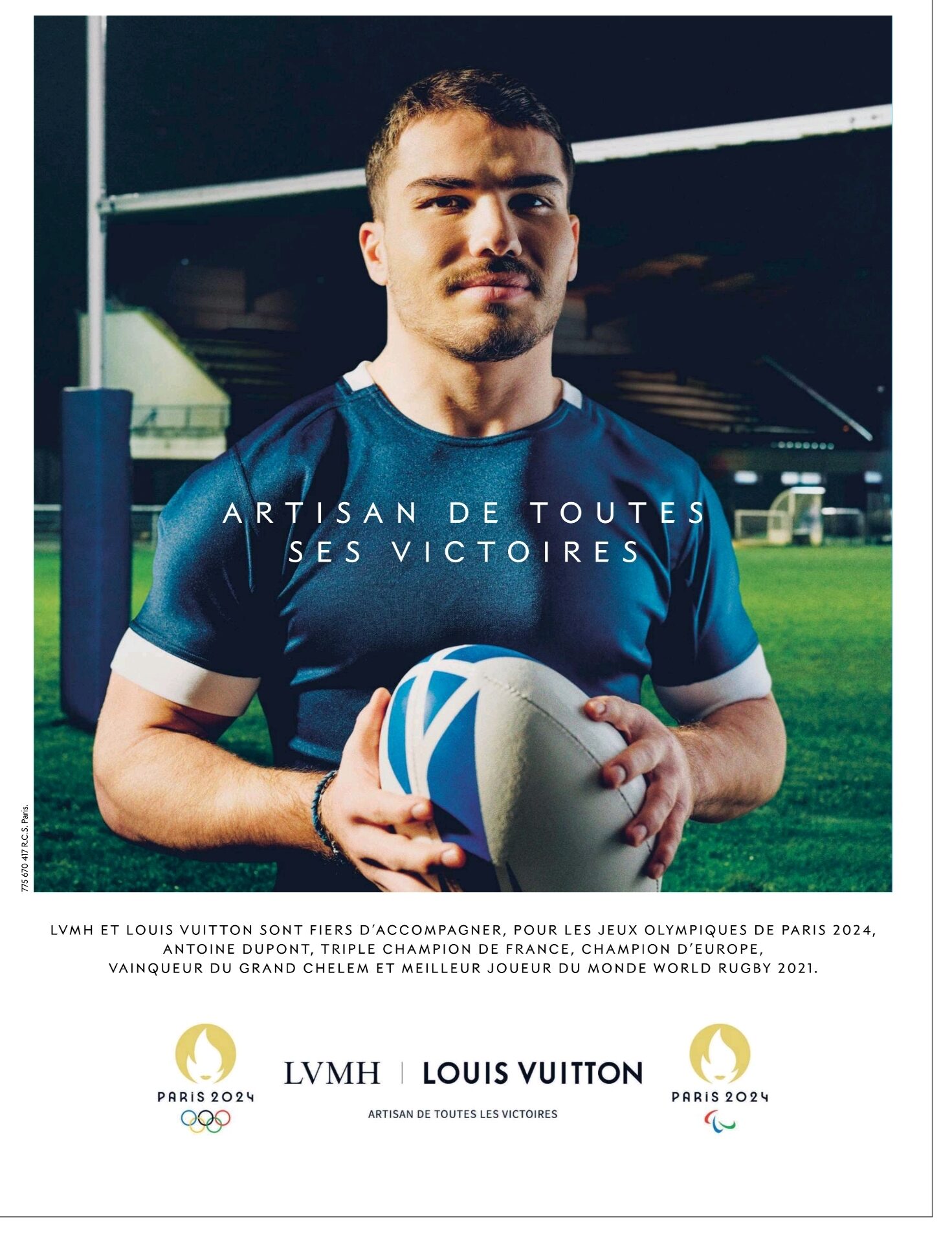 Antoine Dupont embajador de Louis Vuitton para los JJOO de París / Foto vía LV