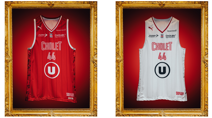 Maillot Officiel Cholet Basket 2019-2020 – Domicile – Mixte – Respirant, Sublimé – Sans Nom/numéro