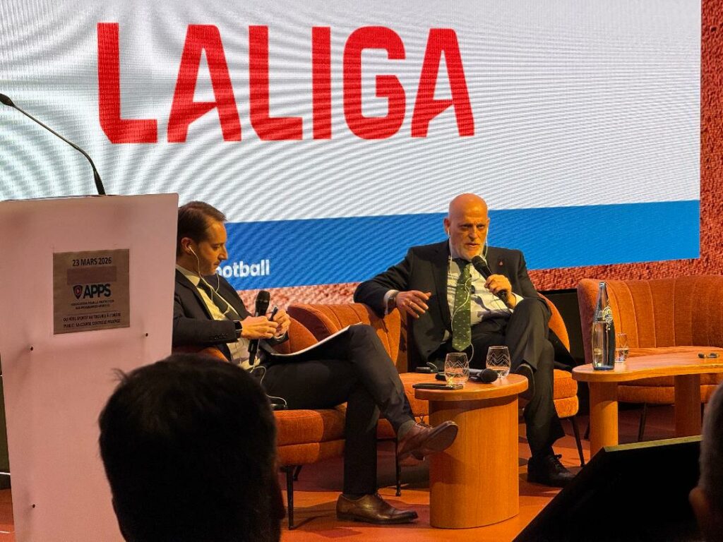 Javier Tebas lors de la table ronde de l'APPS