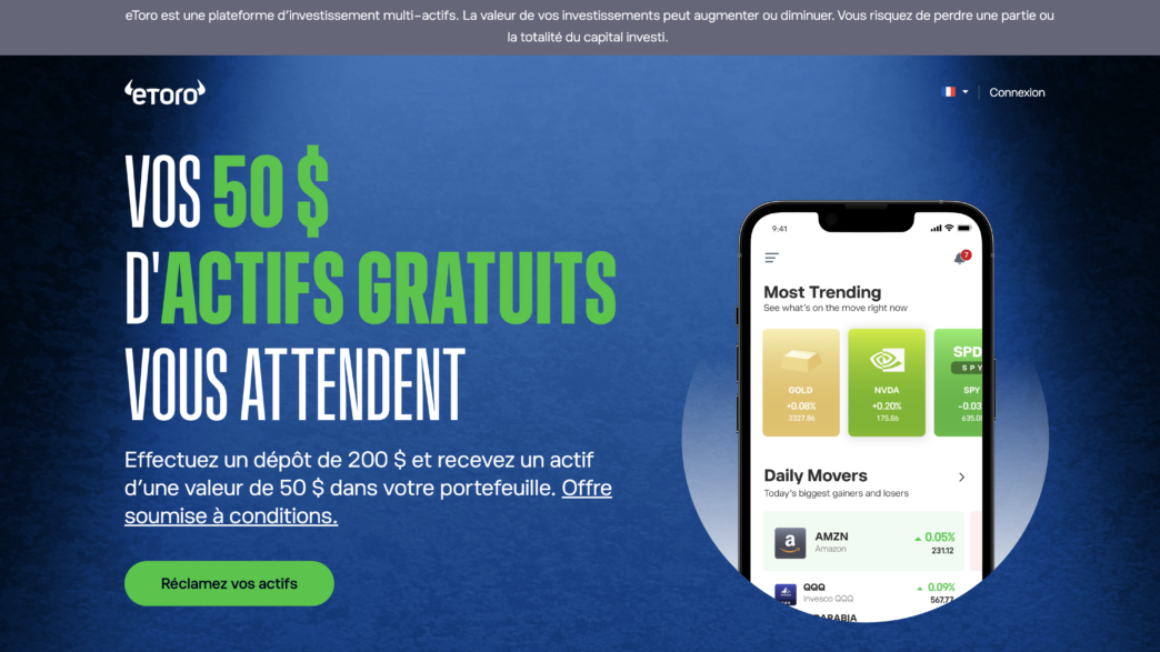 etoro bons plans 50$ code promo